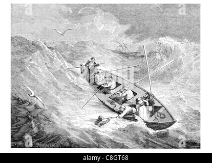 storm Royal National Lifeboat Institution RNLI charity saves lives sea coast Shipwreck rescued launched rescuing rescue saved sa Stock Photo