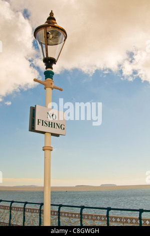 No fishing sign on Penarth Pier South Wales Stock Photo