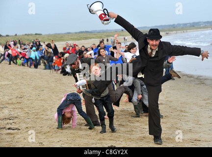 The National Trust Silly Walking campaign launch of regional mile-long walks, UK Stock Photo