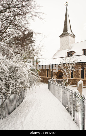 St Martin's Church, Chipping Ongar, Essex, United Kingdom in winter Stock Photo