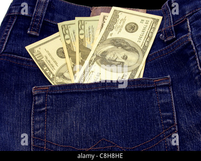 Dollars in a pocket Stock Photo