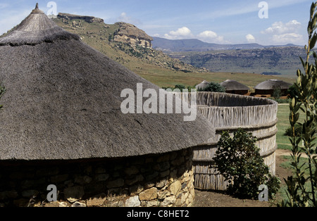 Basotho, Cultural Village, South Sotho, traditional hut, Qwa Qwa, National Park, South-Africa, Africa, Stock Photo