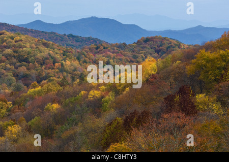 Autumn Color from the Cherohala Skyway in the Cherokee National Forest in Monroe County, Tennessee Stock Photo