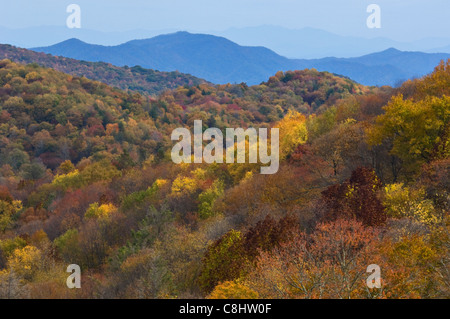 Autumn Color from the Cherohala Skyway in the Cherokee National Forest in Monroe County, Tennessee Stock Photo