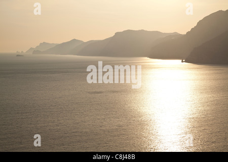 Abendstimmung, Amalfi, Amalfiküste, Ausblick, Aussicht, Blick, Campania, Capri, Golf von Neapel, Il Capo, Inselgruppe, Italien, Stock Photo