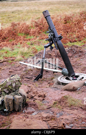 he L16A2 81mm Mortar is a Battlegroup level indirect fire weapon Stock Photo