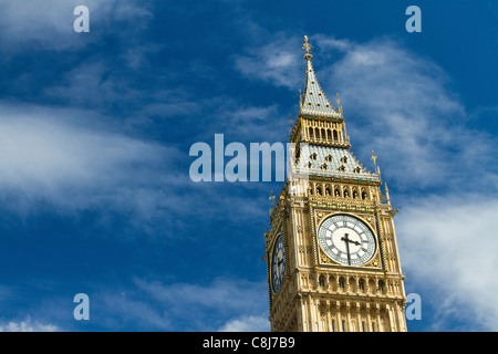 Close-up of Parliament building clock tower Big Ben in London, England Stock Photo