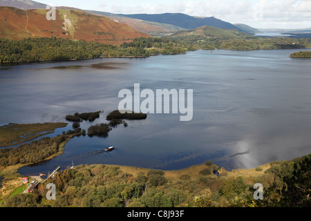 [Panoramic view] of 'Derwent Water' from 'Surprise View', [Lake District National Park], Cumbria, England, UK Stock Photo