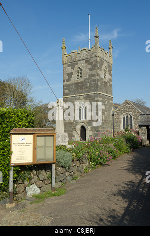 St Mellanus Parish Church in Mullion, Cornwall UK. Stock Photo