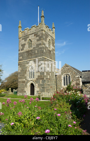 St Mellanus Parish Church in Mullion, Cornwall UK. Stock Photo