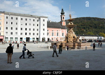 Residenzplatz Fountain, Salzburg Austria Stock Photo