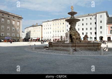 Residenzplatz Fountain, Salzburg Austria Stock Photo