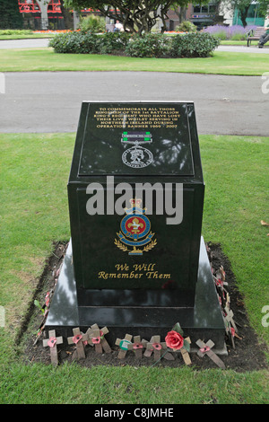 Memorial to Kingsmen of the 1st Battalion King's Regiment who served in Operation Banner in St John's Gardens, Liverpool, UK. Stock Photo