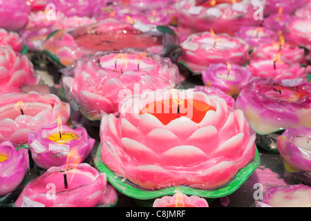 Pink Lotus Candles; Jade Buddha Temple; Shanghai; China Stock Photo
