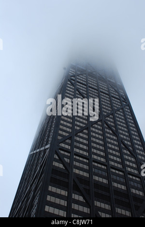 Willis (formerly Sears) Tower in Chicago with mist obscuring the view to the top. Stock Photo