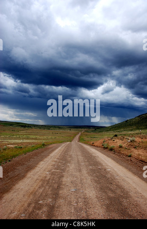 Mud Flat Road, Owyhee Scenic Bypass, Storm on the horizon Stock Photo