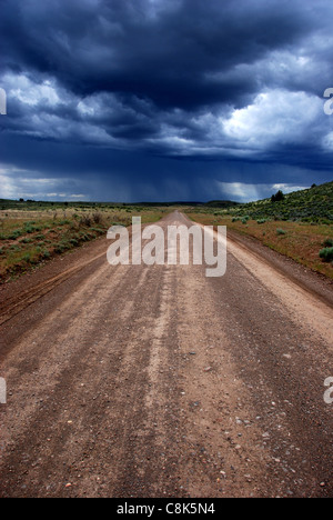 Mud Flat Road, Owyhee Scenic Bypass, Storm on the horizon Stock Photo