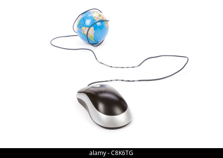 Computer mouse and Globe, concept of global Communication, internet Stock Photo