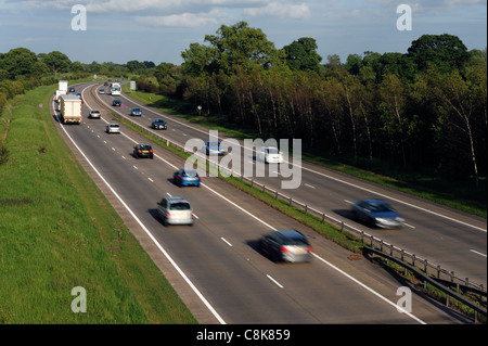 Traffic on the A50 near Uttoxeter Staffordshire Stock Photo