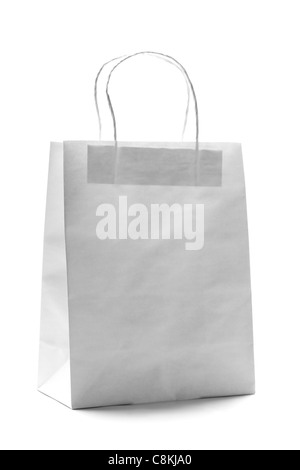 White Shopping Bag,Closeup. Stock Photo