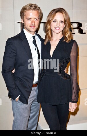 Jayma Mays, Adam Campbell at arrivals for Burberry Body Fragrance Launch Party, Burberry Store on Wilshire Blvd, Los Angeles, CA October 26, 2011. Photo By: Emiley Schweich/Everett Collection Stock Photo