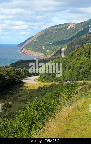 View of Cabot Trail from boat Cape Breton Island Nova Scotia Canada Stock Photo