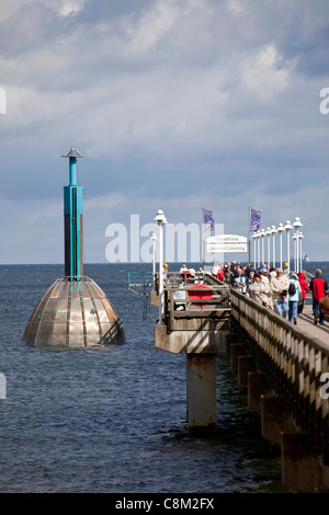 Pier and Diving Gondola on the beach in the seaside resort Zinnowitz, Usedom island, Mecklenburg-Vorpommern, Germany Stock Photo