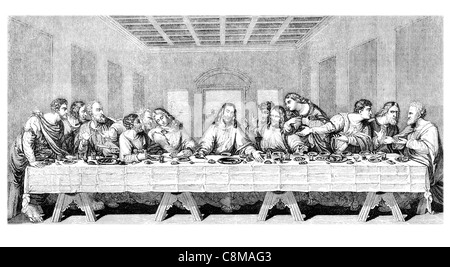 The last supper Leonardo di ser Piero da Vinci  Religion religious God Christ Jesus church messiah worship prayer Stock Photo