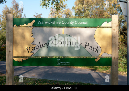 Pooley Country Park sign, Warwickshire, UK Stock Photo