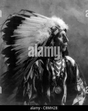 Jack Red Cloud, Indian Chief holding peace pipe Stock Photo - Alamy