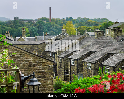 Bollington workers' cottages, Cheshire Stock Photo