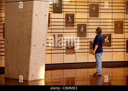 Music fan at the Country Music Hall of Fame in Nashville Tennessee USA Stock Photo