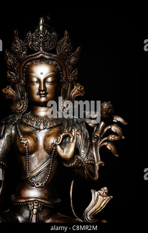 Green tara statue buddhist deity hi-res stock photography and