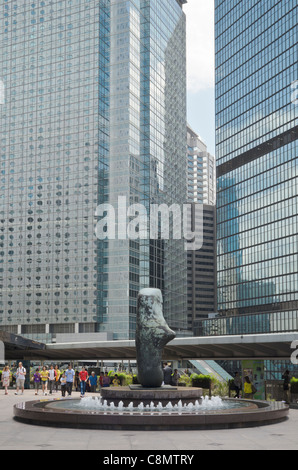 Glass and steel skyscrapers of the CBD overlook Exchange Square forum, Hong Kong Stock Photo