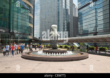 Glass and steel skyscrapers of the CBD overlook Exchange Square forum, Hong Kong Stock Photo