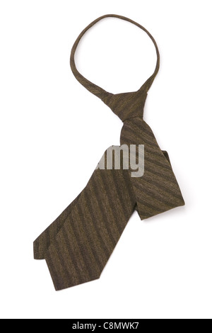 Brown stripped neck tie on white background Stock Photo