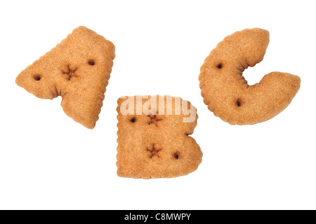 ABC alphabet chocolate cookies on white background Stock Photo