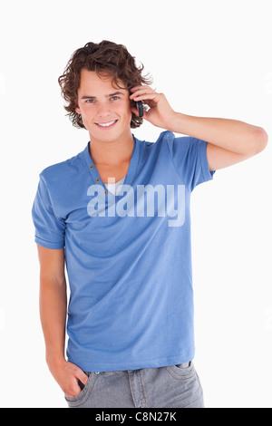 Handsome dark-haired man on the phone Stock Photo