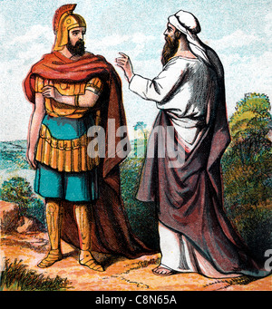 Bible Stories- Illustration Of Samuel Reprimanding Saul Stock Photo