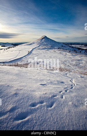 Roseberry Topping from Little Roseberry in Winter Snow, North Yorkshire Stock Photo