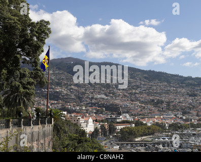 View overlooking the town city from the garden terrace of the Governors residence Funchal Madeira Portugal EU Europe Stock Photo