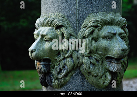 Lions head water drinking fountain in Hazelhead Park, Aberdeen Stock Photo