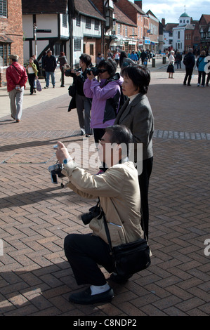 Japanese tourists in Stratford-upon-Avon, England, UK Stock Photo