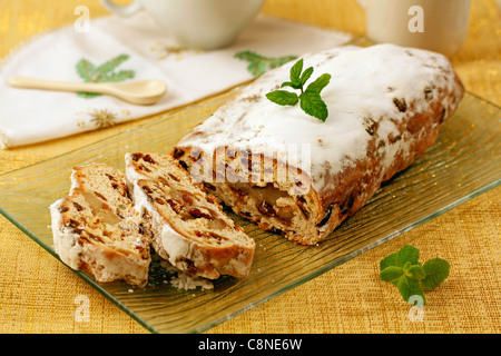 Marzipan with fruits. Recipe available. Stock Photo