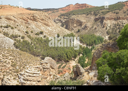 Spain, Andalucia, Alpujarras, La Peza, Landscape with valley and mountains Stock Photo