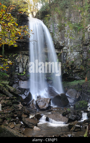 Melincourt Falls Resolven  in autumn Neath Valley Glamorgan Wales Cymru UK GB Stock Photo