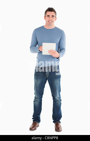 Man holding a tablet computer Stock Photo