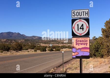 New Mexico highway 14 scenic byway between Santa Fe and Albuquerque. Stock Photo