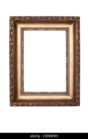 A decorative antique picture frame isolated on white for use horizontally or vertically. Stock Photo