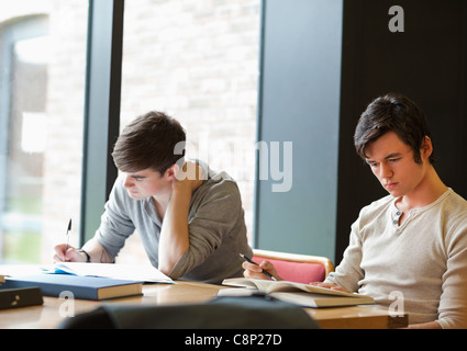 Two students working on an assignment Stock Photo